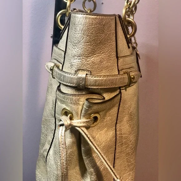 Coach Metallic Gold Bag Purse - Picture 7 of 12